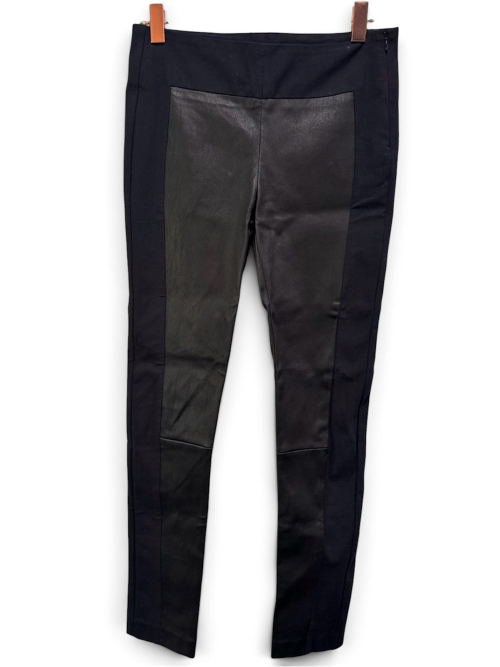 rag & bone Lambskin Leather Front Panel Skinny Pants Size 6 Black